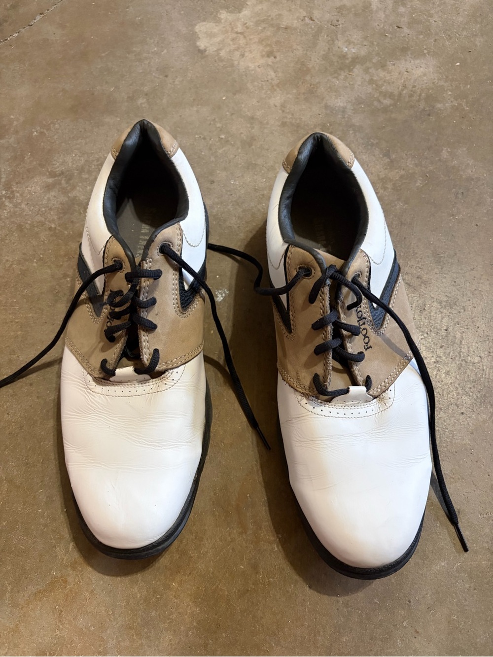 FootJoy White and Tan Lace-Up Golf Oxfords